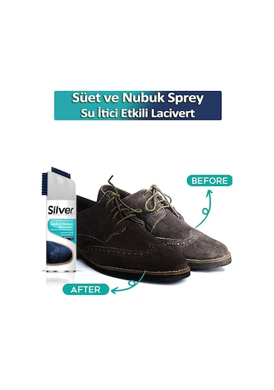 Silver Süet ve Nubuk Yenileyici Sprey Boya Su İtici Etkili Lacivert 200ML Beyaz