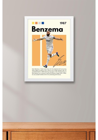 Karim Benzema Çerçeveli Tablo - Dekoratif Çerçeveli Futbolcu Poster Tablo