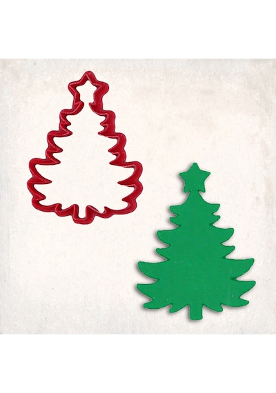 Yıldızlı Noel Ağacı Kurabiye Kalıbı Şekillendirici Kopat KIrmızı