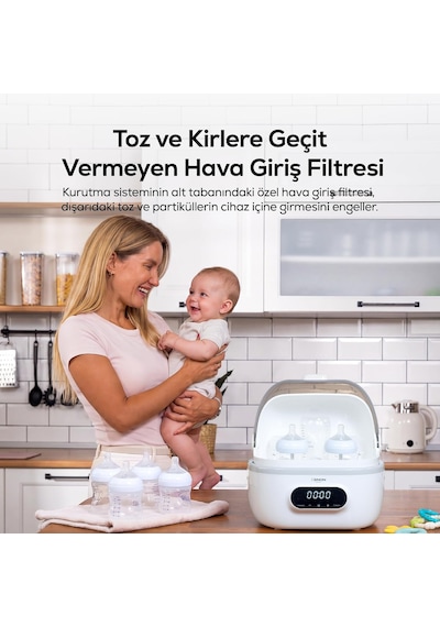 Çok Fonksiyonlu Buharlı Sterilizatör Biberon Emzik Sterilizatörü Meyve Kurutma Mama Isıtma X1001