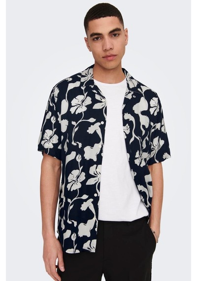 Only & Sons Onsdash Lıfe Ss Resort Aop Shırt Noos Lacivert 001