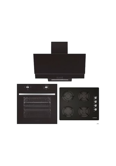Alveus ALV MFA 604 F - ALV GLS 640 - ALV F17 PB Siyah Cam Ankastre Set