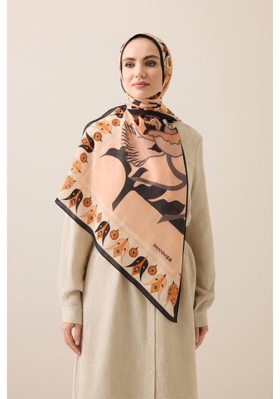 İmannooor Kufi Gri-somon Floş Pamuk Şal 70x210
