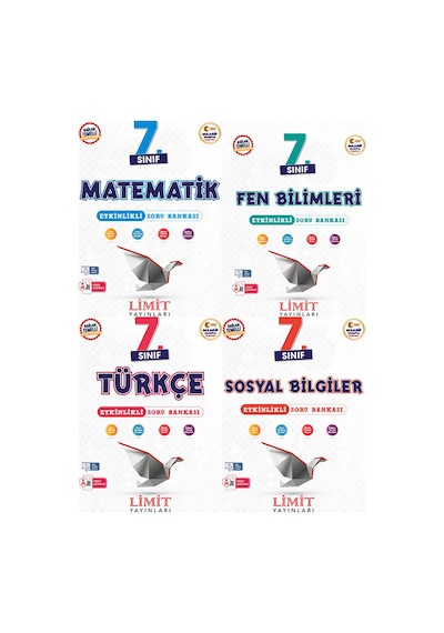 Limit 2027 7. Sınıf Matematik + Fen Bilimleri + Türkçe + Sosyal Bilgiler Soru Bankası Seti 4 Kitap Maarif Model