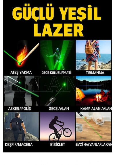 Yeni Pro Model - Pro X Yeşil Şarjlı Lazer Pointer Metal Kasa Green Laser Ultra Güçlü 5 Km