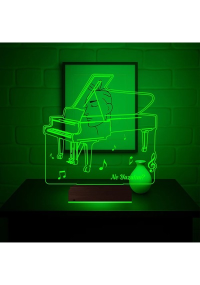 Luvivia Piyano Müzik Piyanist Kişiye Özel 3d Lamba - Masa Gece Lambası V2 Şeffaf