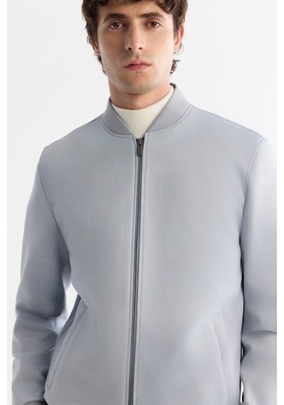 Avva Erkek Mavi Bomber Yaka Süet Dokulu Mevsimlik Comfort Fit Mont B006045