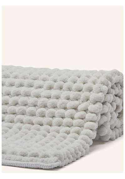 Axel Banyo Paspası 60x60 Cm, Kare, Yumuşak, El Yapımı, Kaymaz Tabanlı Beyaz