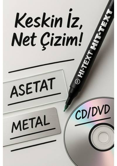 Permanent Asetat Kalemi 4 Renk S Uç Cam, Cd, Metal, Plastik Yazı Kalemi Çok Renkli