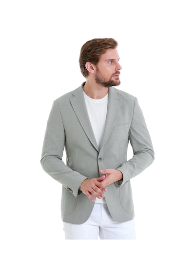 Hatemoğlu Gri Slim Fit Kareli Mono Yaka Klasik Ceket 14293024d001 140 Gri