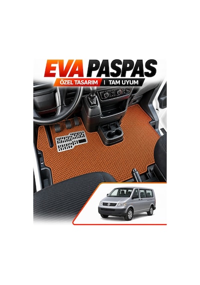 Volkswagen Transporter T5 Panelvan 2003-2015 Uyumlu Eva Oto Paspas Ön Kabin Taba