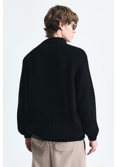 Vamos Fermuar Kapama Dik Yaka Sweatshirt Siyah