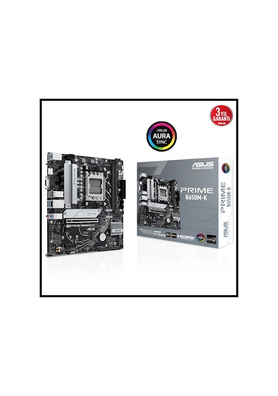 Asus Prıme B650m-k, 2xddr5, 2x M.2, D-sub, Hdmı, Am5 Soket Anakart
