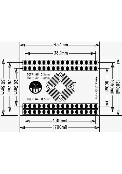 Tqfp-1 0.5Mm Smd Dip Çevirici Pcb Tqfp16 Tqfp32 Tqfp48 Tqfp64