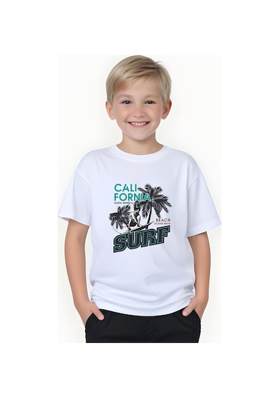 Fyk Kids Erkek Çocuk Yazlık Surf Baskılı Alt-üst Takım Beyaz