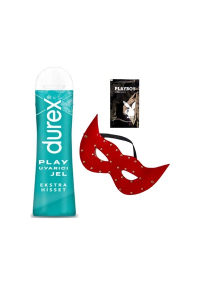 Durex Play Ekstra Hisset Bay Bayan Uyarıcılı Jel 50 Ml + Kırmızı Deri Göz Maskesi + Hediye