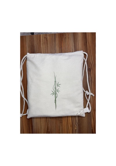 Hodie Collection Bamboo Desenli Ham Bez Çanta Seti Büzgülü Sırt Çantası Makyaj Çantası İnce Hafif Ekru - 844061047 Ekru - 844061047 Ekru