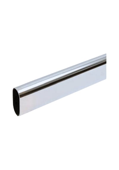 Metal Oval Krom Mobilya Dolap Askı Borusu Krom 55cm Oval 2 Adet Ayaklı Açık Flanş-1 Adet Boru Gri