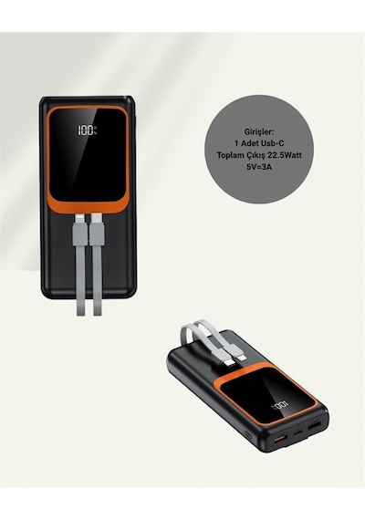 20.000 Mah Powerbank 22.5w Hızlı Şarj Çok Kablolu Dijital Göstergeli Diğer 48663054