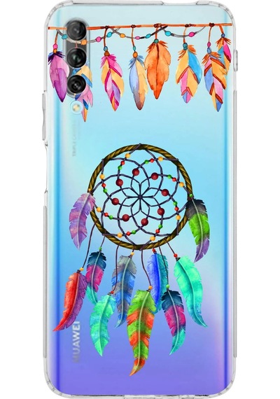 Huawei P Smart Pro İle Uyumlu Nazar Boncuğu 6 Baskılı Kamera Korumalı Şeffaf Silikon Kılıf Şeffaf