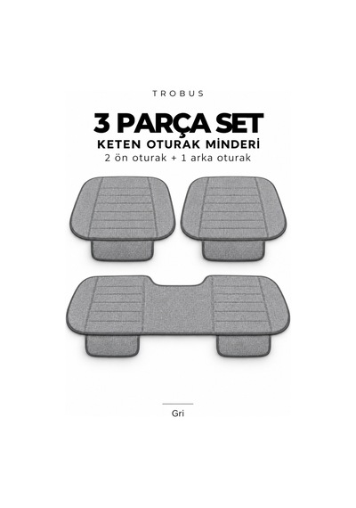 Honda City 2009-2013 Çizgili Keten 3'lü Minder Gri