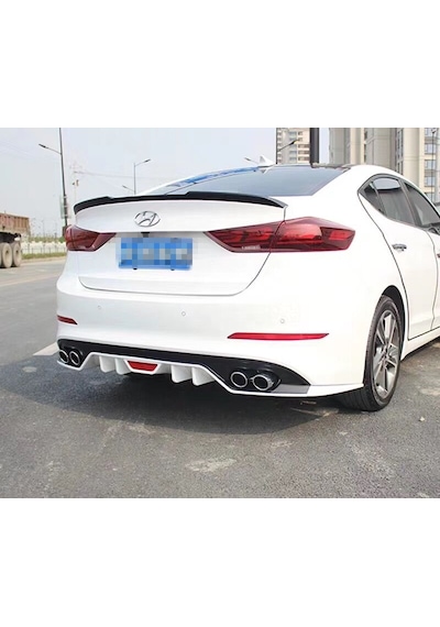 Hyundai Elantra Arka Difüzör Çift Çıkış Egzoz 2016 - 2019 Siyah