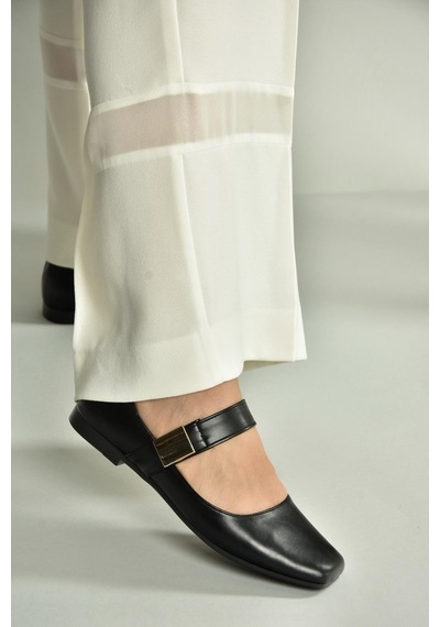 Fox Shoes U726454509 Siyah Kadın Babet Siyah-suni Deri
