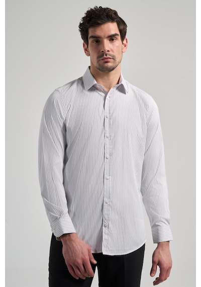 İmza Beyaz Uzun Kol Çizgili Desen Bez Ayağı Yarım İtalyan Yaka Cepsiz Esnek Classic Slim Fit Gömlek 1004245220 Beyaz İmza Beyaz Uzun Kol Çizgili Desen Bez Ayağı Yarım İtalyan Yaka Cepsiz Esnek Classic Slim Fit Gömlek 1004245220 Beyaz