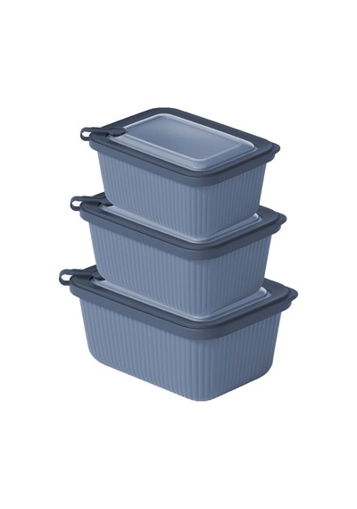 Plastik Saklama Kabı Seti - Mikrodalga Uyumlu Dikdörtgen 600/1100/1800 Ml Çok Renkli