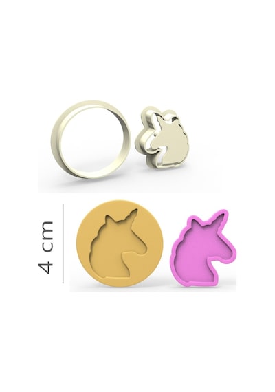 Unicorn Kurabiye, Bisküvi, Kolye Ucu, Mühür Kalıp Seti - 4 Cm