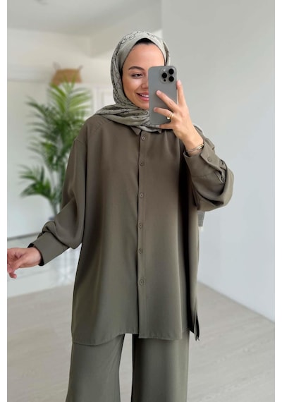 Kahijab Pearly Takım - Haki Haki