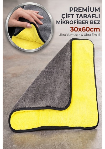 Premium Mikrofiber Oto Kurulama Bezi 30x60 Cm İç Dış Cam Yıkama Temizlik Havlusu
