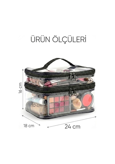 Kadın Makyaj Çantası Iki Geniş Bölmeli Askılı Katlanabilir Bakım Seyahat Organizer Makyaj Çantası