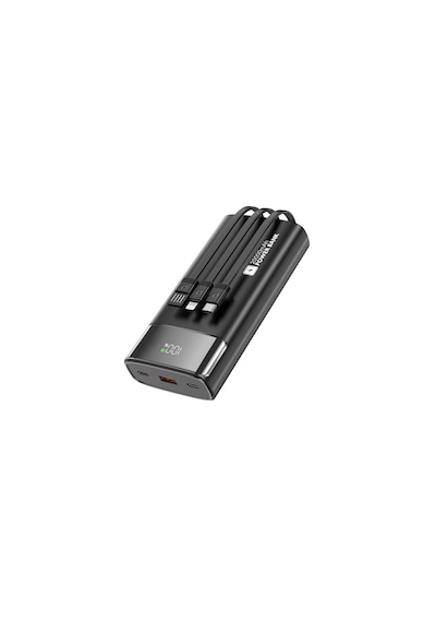 Cepini Cp-02 20.000mah 22.5w Süper Hızlı Şarj Powerbank - Dahili 3'ü 1 Arada Kablolu Ve Dijital Göstergeli Siyah