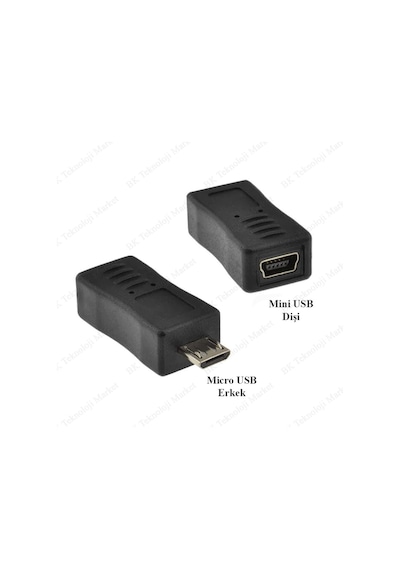 Micro Usb Erkek To Mini Usb Dişi Veri Şarj Çevirici Adaptör