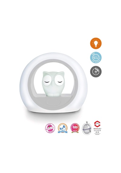Kids Lou Ağlama Sensörlü Baykuş Gece Lambası, Gri Altın - Çok Renkli