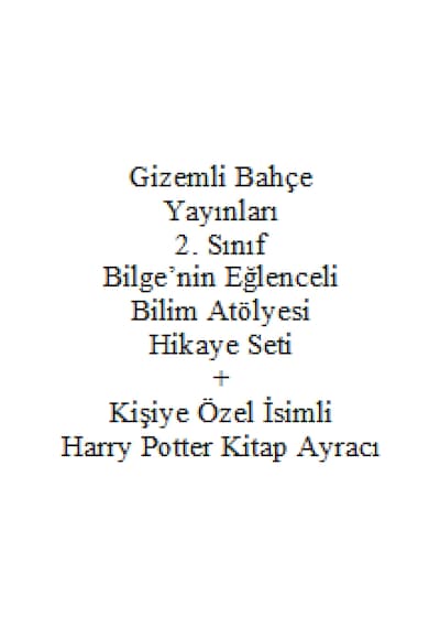 2. Sınıf Hikaye Kitabı Seti Gizemli Bahçe Yayınları Bilge'nin Eğlenceli Bilim Atölyesi + Kişiye Özel İsimli Harry Potter Kitap Ayracı
