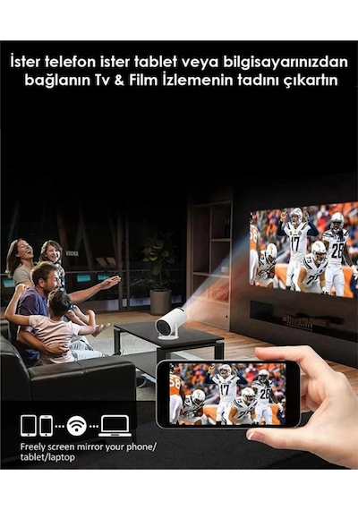 Projeksiyon Cihazı Android Profesyonel Ultra Hd Taşınabilir Bluetooth Wifi Ev Sineması Akıllı Kumand