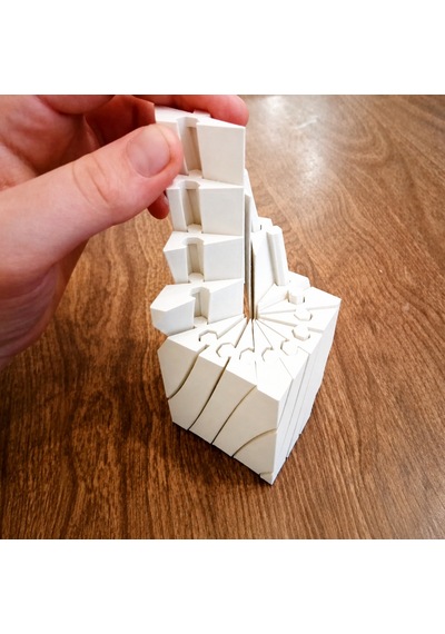 3d Baskı Twisting Küp - Mekanik Dönen Bulmaca Küpü-beyaz