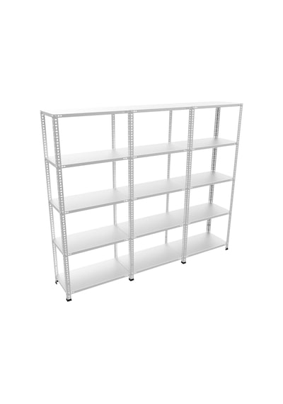 Çelikrafburada 5 Katlı 3 Lü Bitişik Çelik Galvaniz Arşiv Rafı Depo Rafı Kiler Rafı 31x60x200 Dx51 Kalite Gümüş