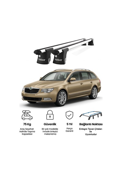 Trio-ı Skoda Superb Kombi 2009-2015 Uyumlu Kilitli Ara Atkı 120cm Port Bagaj Tavan Barı