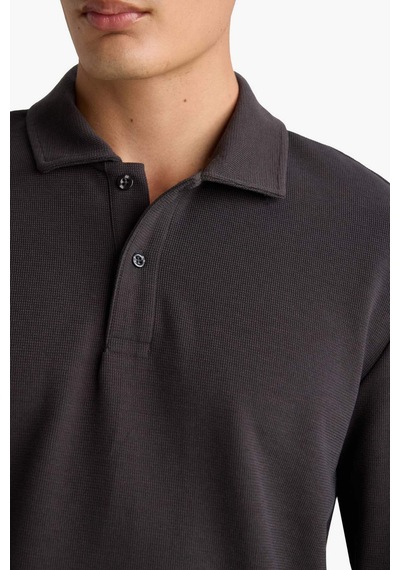 Defacto Regular Fıt Polo Yaka Waffle Sweatshirt F0301AX25AU Antrasit Defacto Regular Fıt Polo Yaka Waffle Sweatshirt F0301AX25AU Antrasit