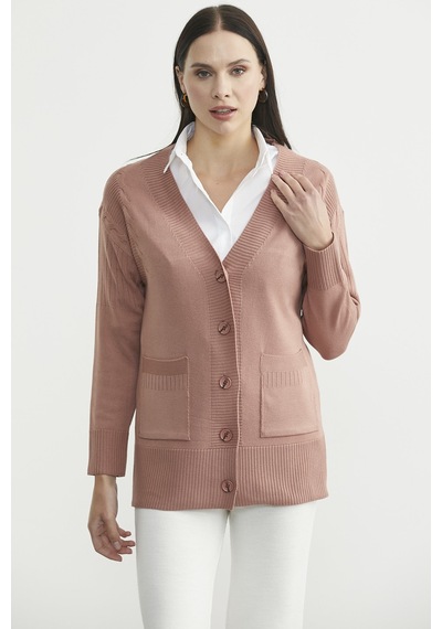 Sementa Oversize Cepli Triko Hırka - Gül Gül