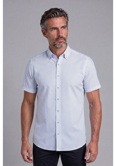 Bisse Mavi Regular Fit Cepsiz Kisa Paşa Yaka Gömlek Gmars261045 D35