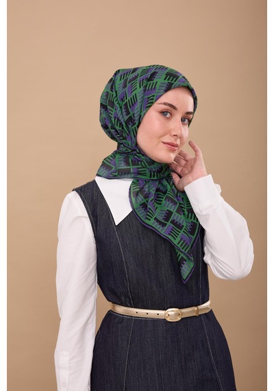 Silk Home Yaz Esintisi Eşarp 150001-10 Yeşil, Mor, Siyah