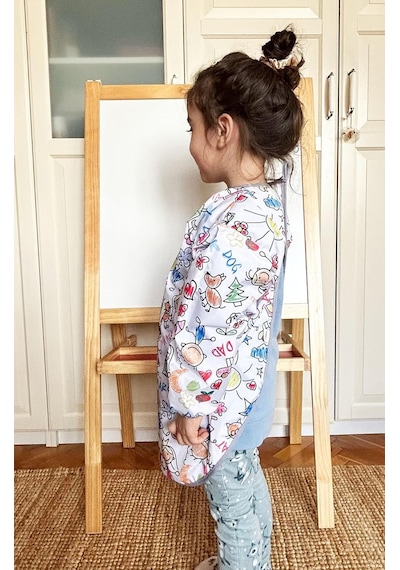 3-6 Yaş Çocuk Aktivite Önlüğü, İkili Set, Uzun Ve Kısa Kollu, Su Geçirmez, Makinede Yıkanabilir