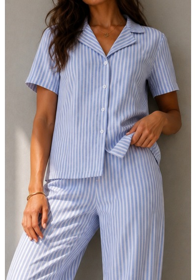 Norcia Sports Kadın Klasik Doğal Düğme Gece Mavi Pijama Takımı Çok Renkli - 929323047 Çok Renkli - 929323047 Çok Renkli