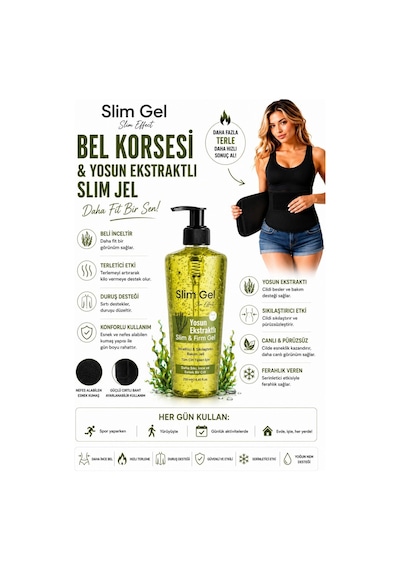 Yosun Özlü Jel 250 Ml Ve Termal Bel Korsesi 2'li Set Bel Bölgesi Toparlayıcı Ve Sıkılaştırıcı Bakım