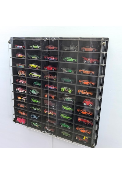 Pleksi Kapaklı 1/64 Ölçek 50araç Hotwheels Matchbox Metal Araç Uyumlu Model Oyuncak Araba Rafı Diğer