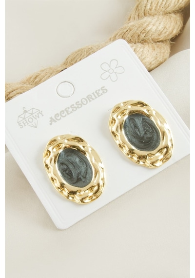 Oval - 683 - Mineli - Nazblsmm - Küpe Siyah